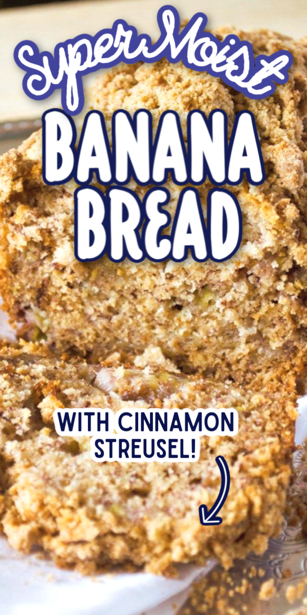 This easy Banana Bread recipe is perfect to make for a weekend breakfast or brunch! With a cinnamon streusel topping, this is the best banana bread you will ever make! #gogogogourmet #bananabread #cinnamonbananabread #bestbananabread via @gogogogourmet