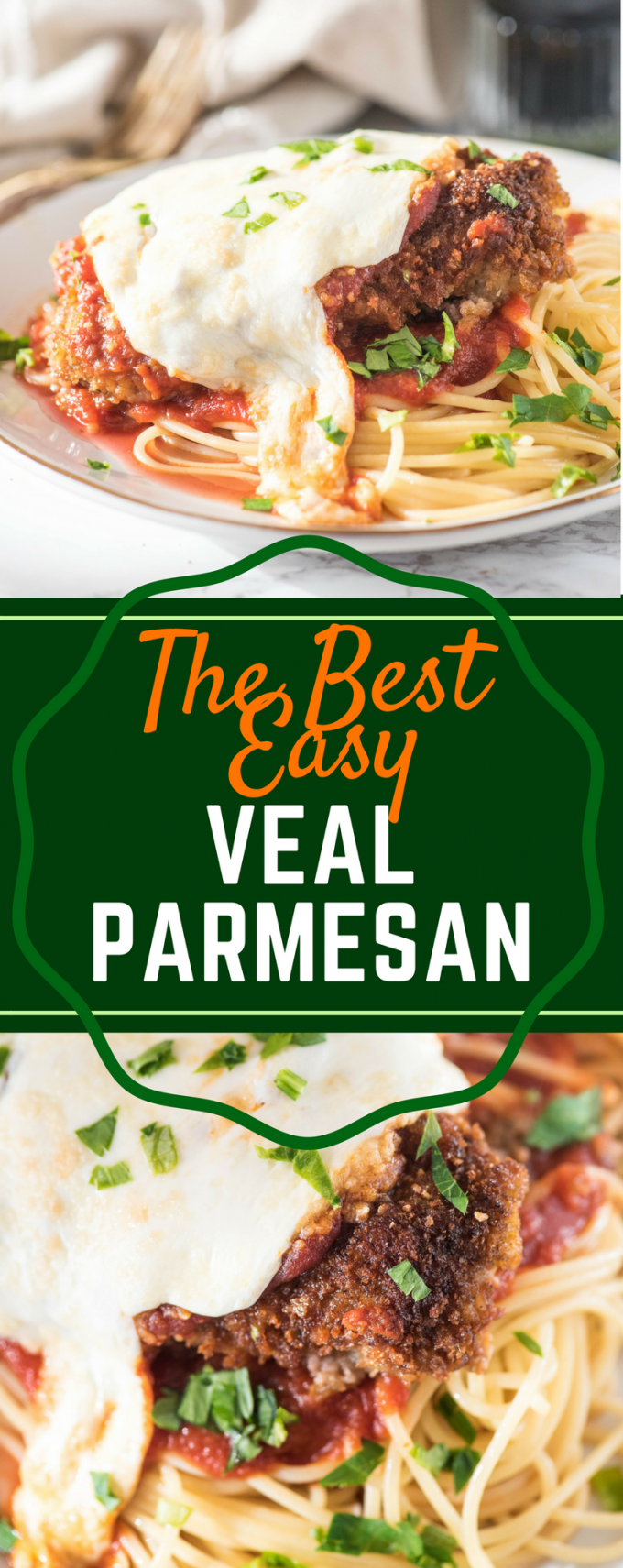 This is the BEST easy Veal Parmesan recipe! Pan fried and then baked to perfection, this recipe could not be more simple. Parmigiana is a fast weeknight meal that is authentic Italian! #vealparmesan #vealparmigiana #authenticitalianrecipes #easyweeknightdinners #gogogogourmet via @gogogogourmet