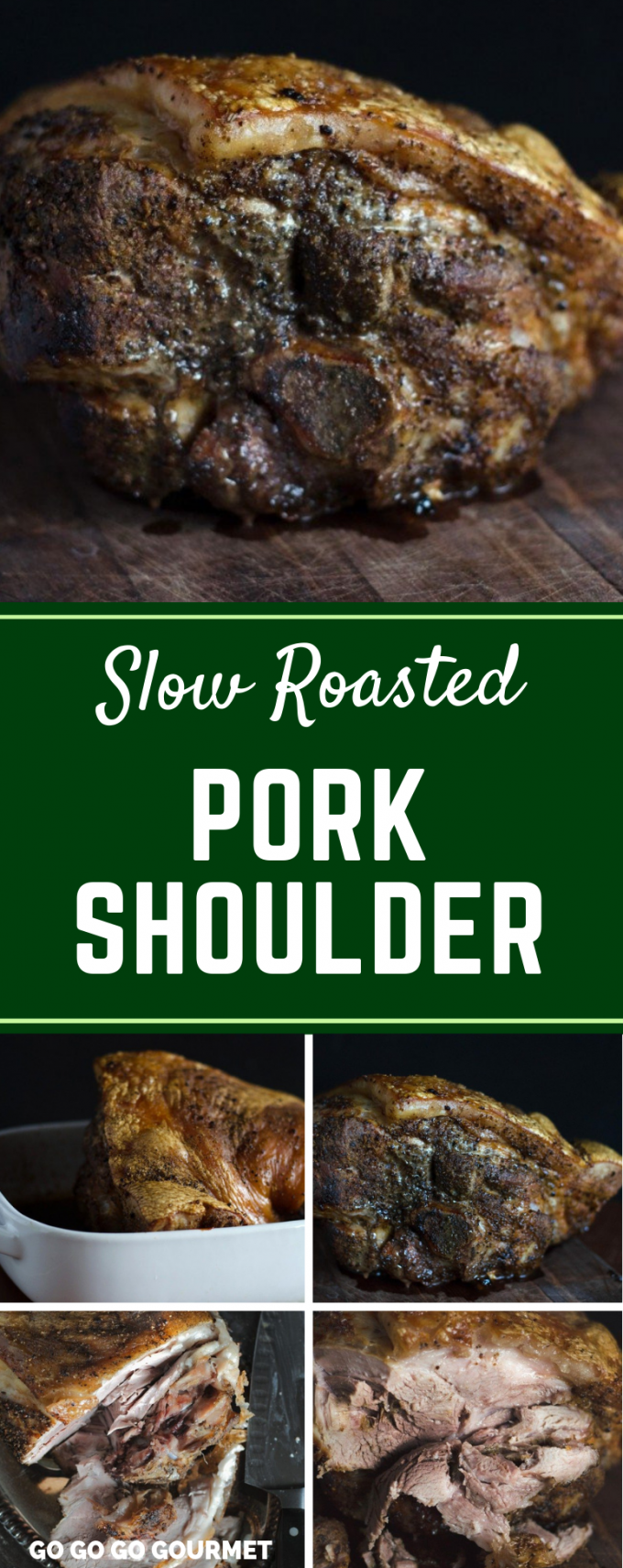 Easy dinners don't get better than this Slow Roasted Pork Shoulder recipe! The shoulder is one of my favorite cuts of meat, and cooking in ovens is the best method of cooking! #gogogogourmet #slowroastedporkshoulder #porkshoulderrecipes #slowroastedporkroast via @gogogogourmet