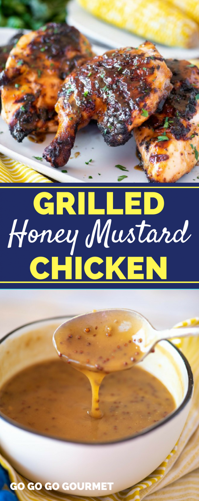 Grilling recipes don't get better than this Honey Mustard Grilled Chicken! Using thighs, breasts or wings in a delicious marinade, this will become one of your favorite healthy meals! #honeymustardchickendinner #honeymustardgrilledchicken #easygrillingrecipes #gogogogourmet via @gogogogourmet