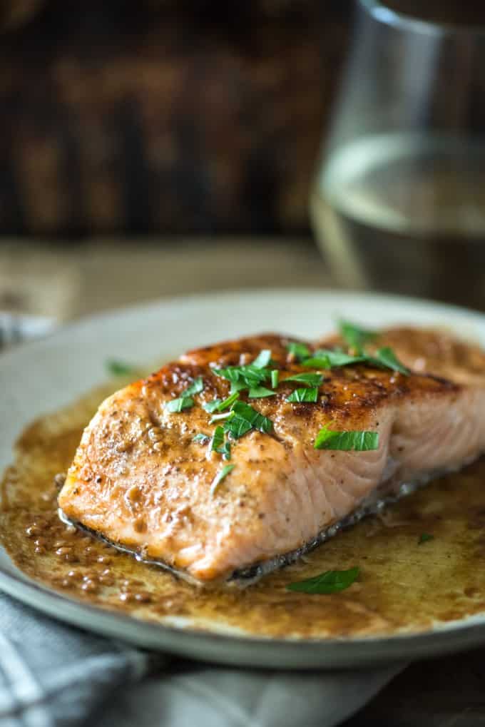 Fresh salmon on a plate