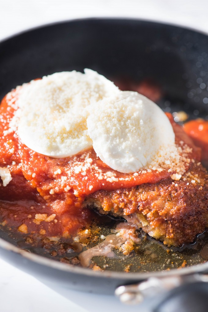 Easy Veal Parmesan in nonstick skillet