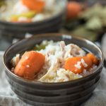 Two bowls of chicken and rice soup