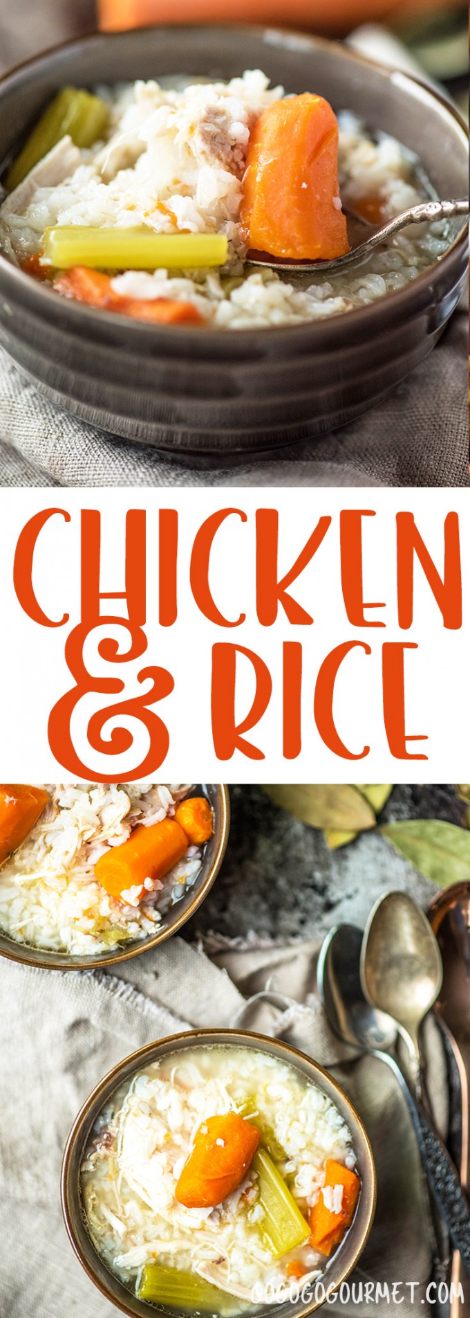 This Chicken and Rice Soup has been warming up my family for generations! Tender chicken cooks with hearty vegetables and fluffy rice in this simple soup. via @gogogogourmet