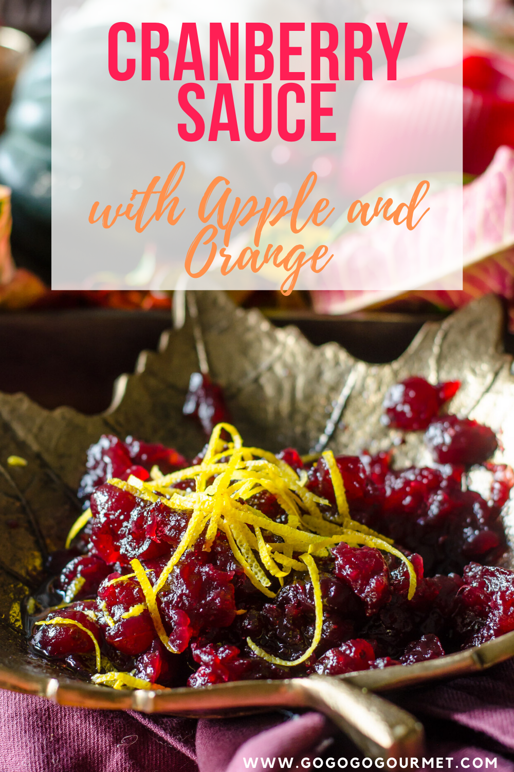 This homemade Cranberry Sauce with Orange Juice and Apple is the perfect dish for Thanksgiving! It's super easy to make, and it's so much better than the jellied, canned stuff! It truly is the best cranberry sauce recipe! #gogogogourmet #cranberrysauce #cranberrysaucerecipe #thanksgivingsides #cranberrysaucewithorangejuice via @gogogogourmet