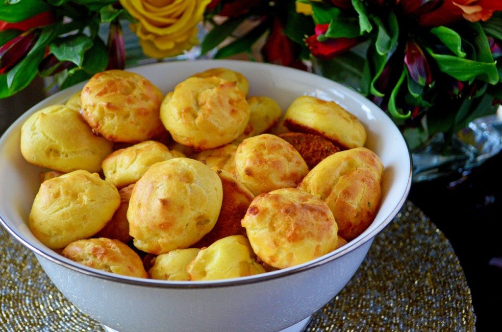 Gougères are a perfect #appetizer for your next get together, this version is laced with cheese and studded with herbs | Go Go Go Gourmet