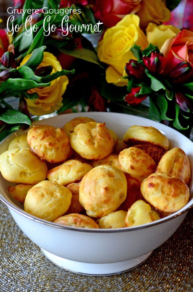 Gougères are a perfect #appetizer for your next get together, this version is laced with cheese and studded with herbs | Go Go Go Gourmet