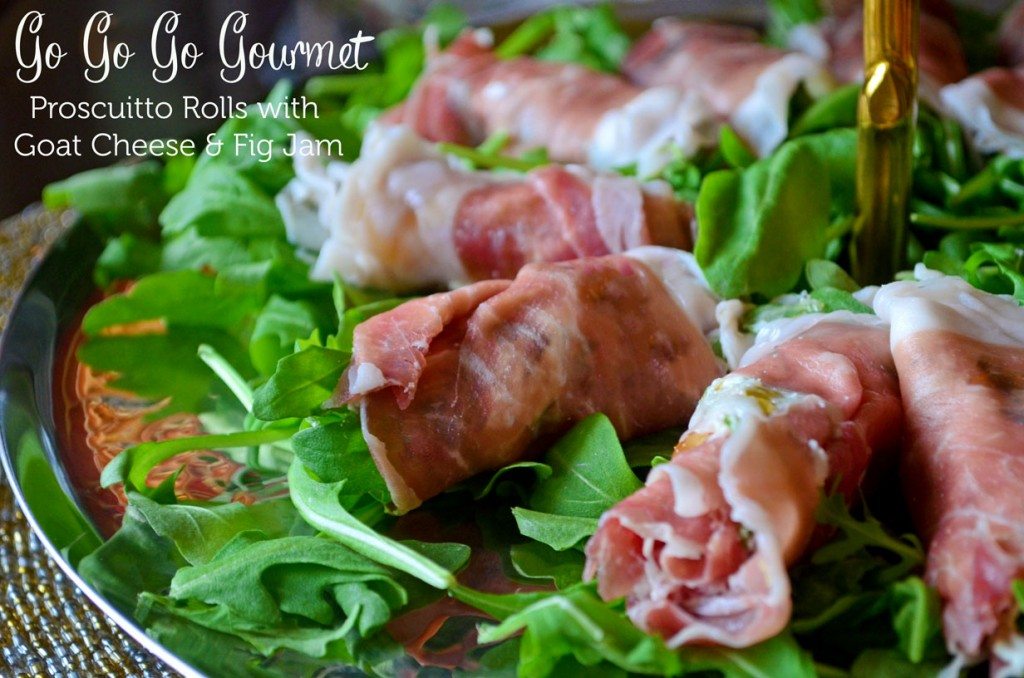 Dinner Party Delights: #Prosciutto Rolls with Goat Cheese, Arugula & Fig Preserves- An #appetizer that is so easy, yet so delicious, you'll wonder why you didn't think of it sooner! | Go Go Go Gourmet #entertaining