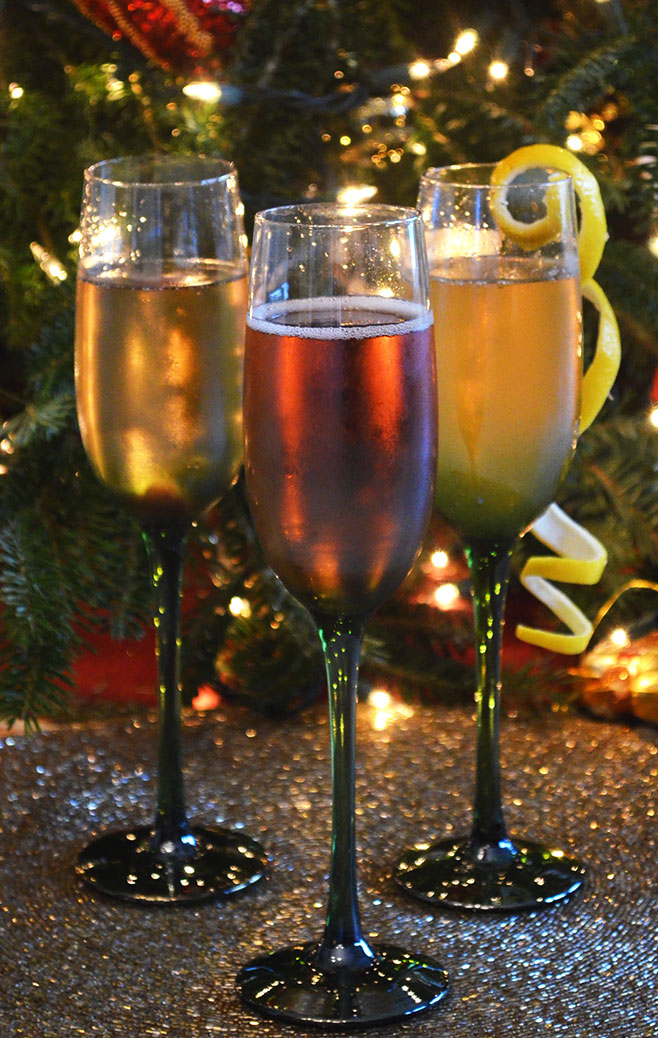 Champagne cocktails with a lemon twist - new years eve party food