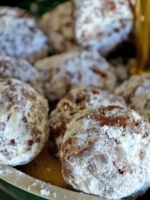 Chocolate snowballs on a tray - christmas desserts