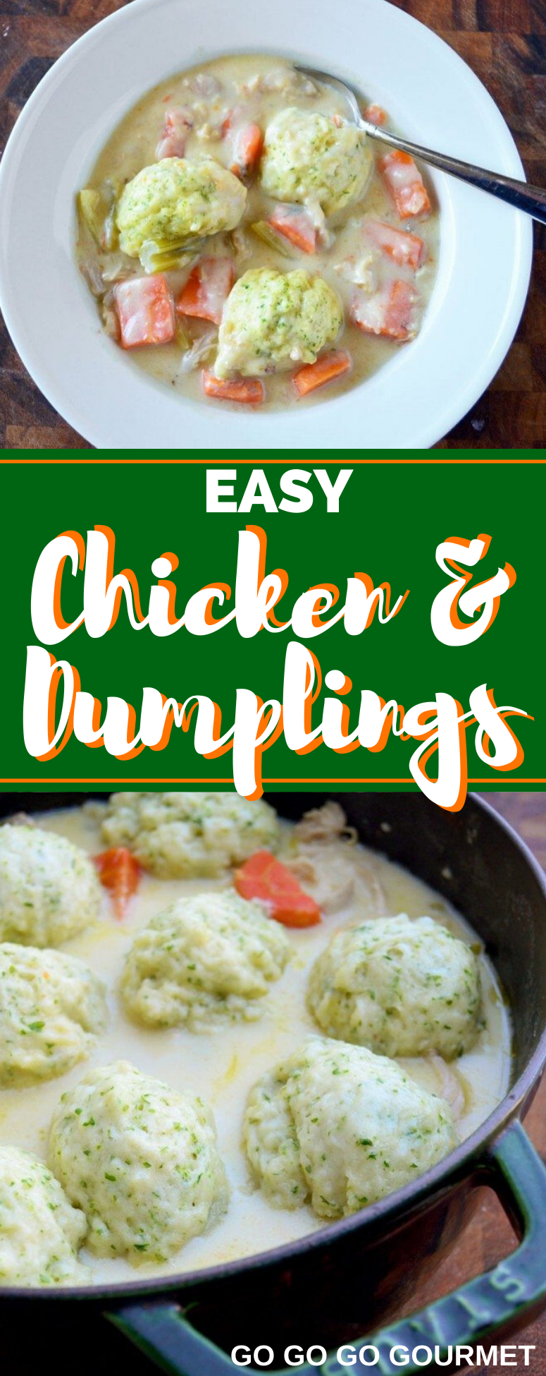 This easy homemade Chicken and Dumplings recipe is the best! To make this even easier, you could use a rotisserie chicken, or even make this dumplings with biscuits! #gogogogourmet #chickenanddumplings #homemadechickenanddumplings #easyweeknightmeals via @gogogogourmet