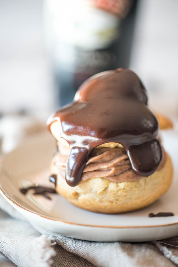 Baileys Irish cream cream puffs on white plate