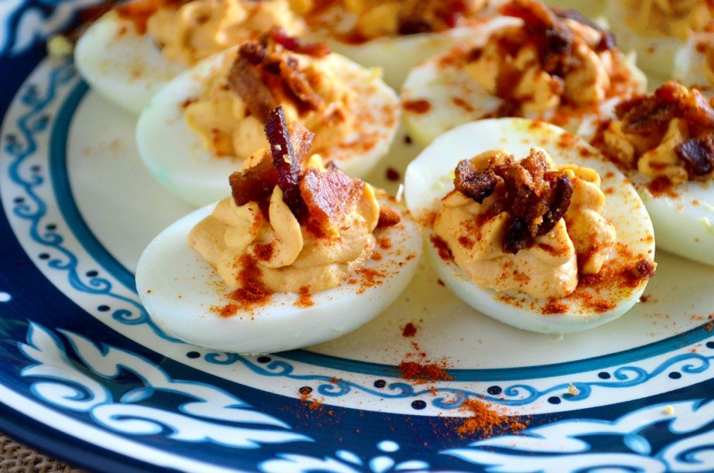 Bacon Sriracha Deviled Eggs from Go Go Go Gourmet @gogogogourmet