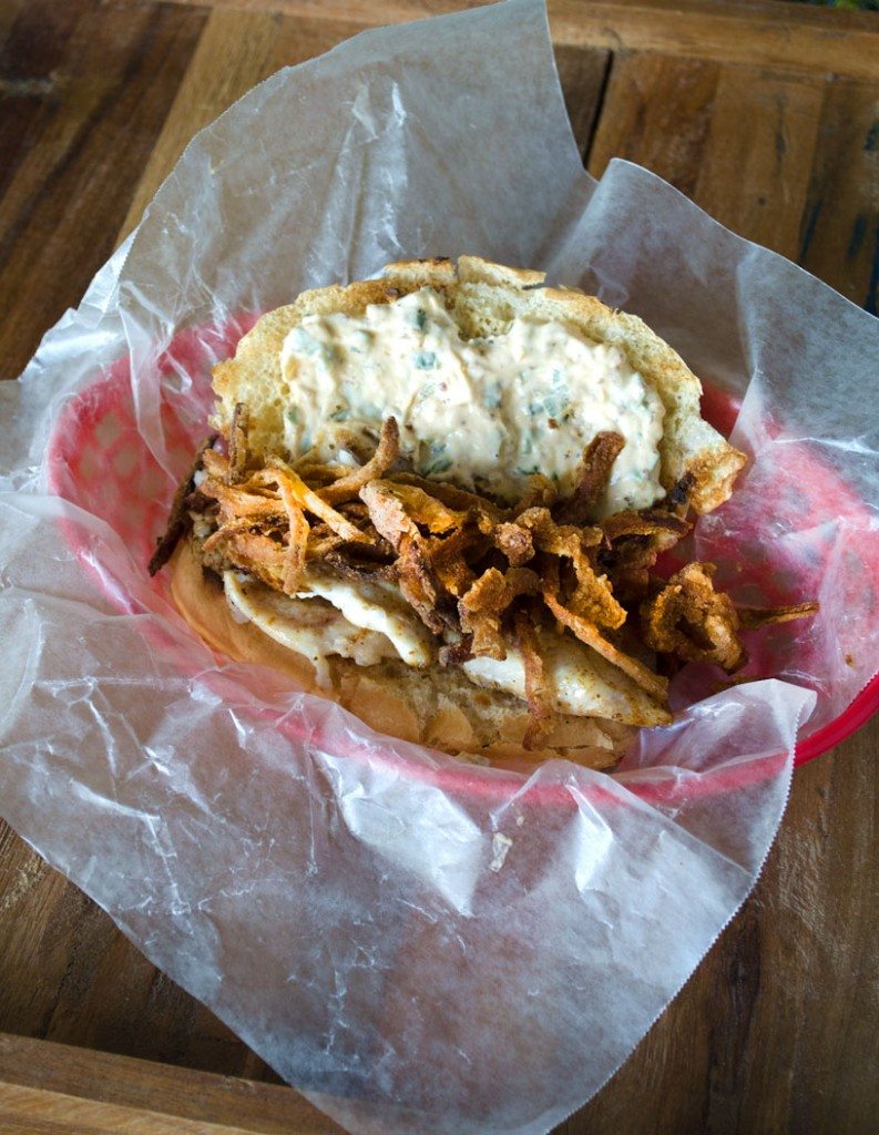 Blackened Fish Sandwich with Crispy Onion Straws | Go Go Go Gourmet @gogogogourmet