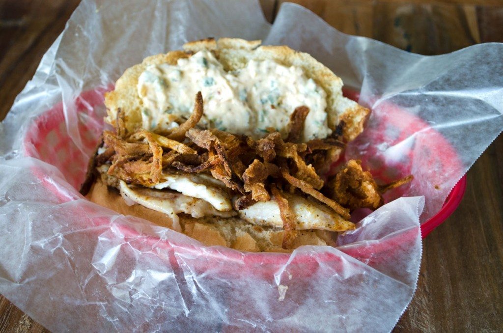 Blackened Fish Sandwich with Crispy Onion Straws | Go Go Go Gourmet @gogogogourmet