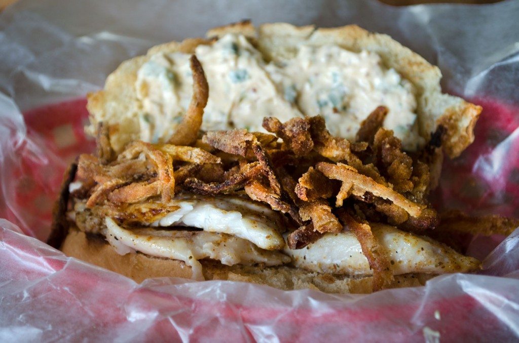 Blackened Fish Sandwich with Crispy Onion Straws | Go Go Go Gourmet @gogogogourmet