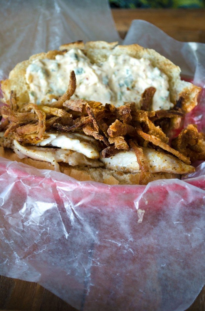 Blackened Fish Sandwich with Crispy Onion Straws | Go Go Go Gourmet @gogogogourmet
