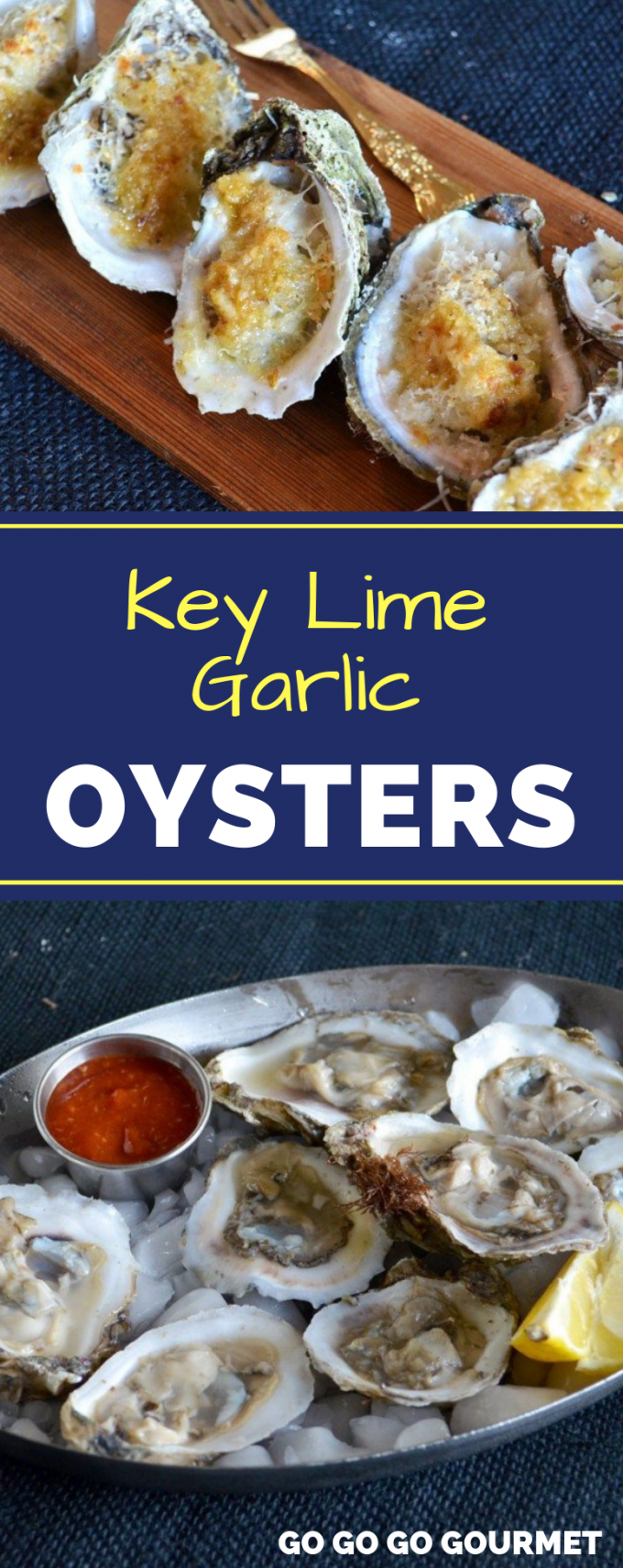 These Key Lime Garlic Oysters are one of the best oyster recipes! Baked (or even grilled!) oysters are so much easier to shuck! Serve with crackers, or even on the half shell for an awesome seafood appetizer! #gogogogourmet #keylimegarlicoysters #oysterrecipes #easyoysters via @gogogogourmet