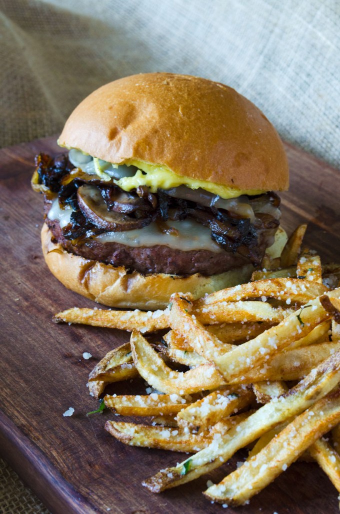 Mushroom Burger With Provolone Caramelized Onions And Aioli