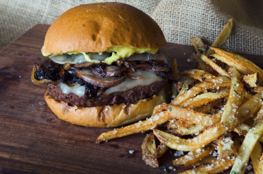 Mushroom Burger with Provolone, Caramelized Onions and Aioli | Go Go Go Gourmet @gogogogourmet