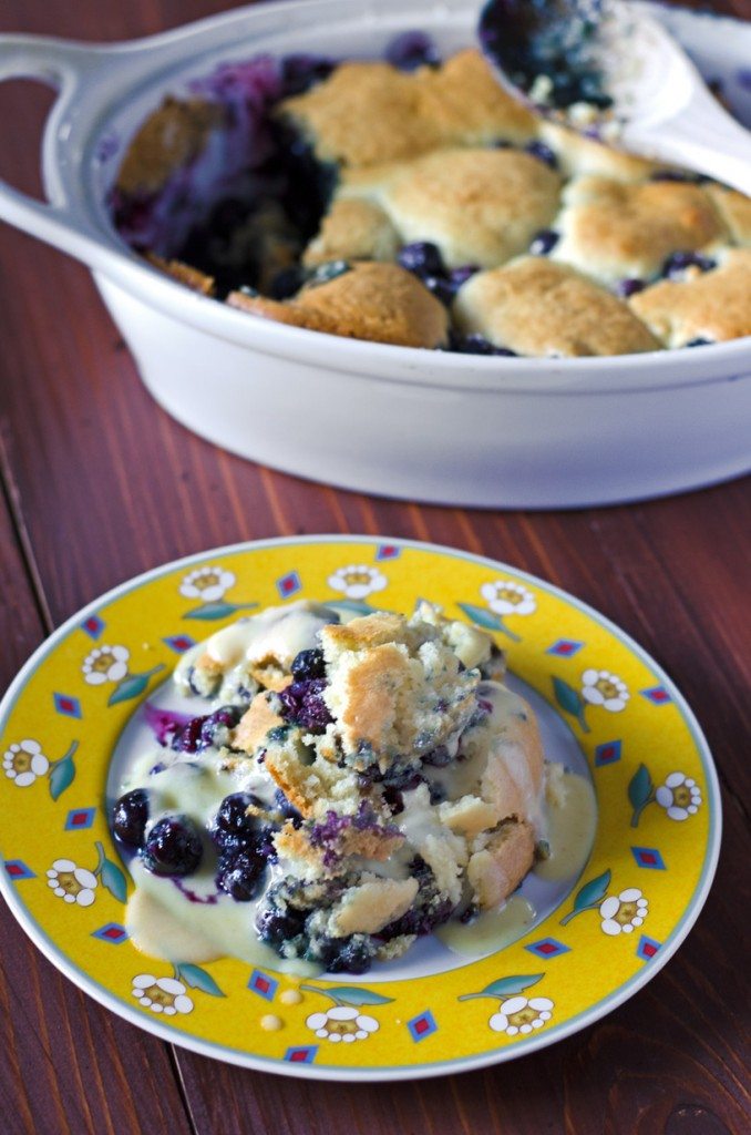 Blueberry Cobbler with Cinnamon Whiskey Crème Anglaise | Go Go Go Gourmet @gogogogourmet