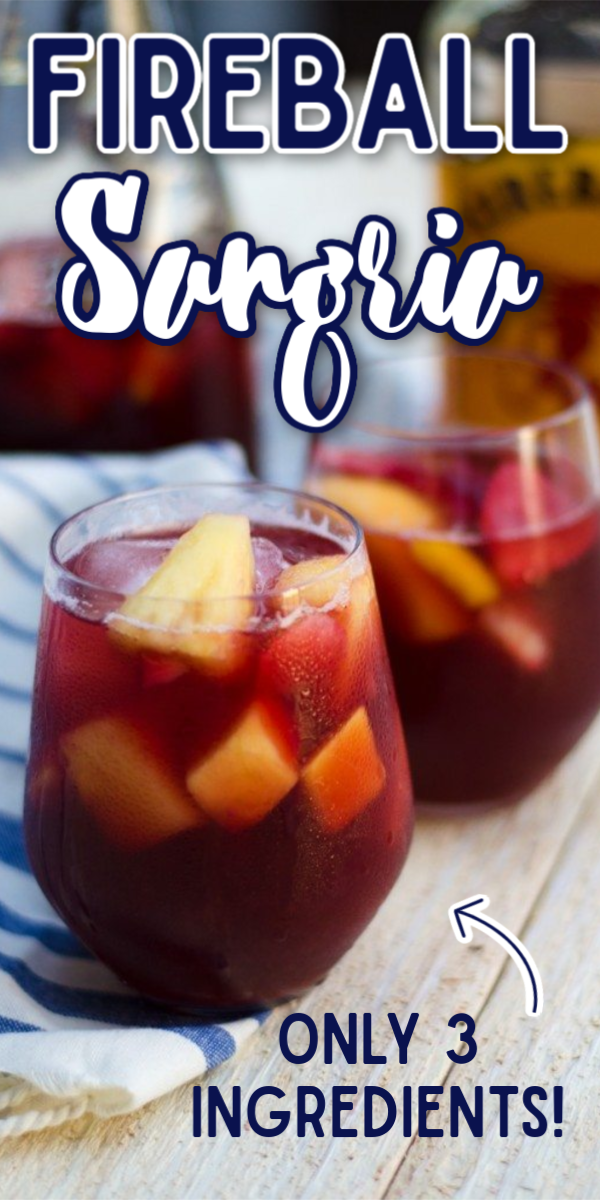 This easy Fireball Sangria recipe is not made with white wine, but red! It's refreshing and delicious making it a great summer cocktail. But it's perfect for holidays like Christmas or Thanksgiving, too! #gogogogourmet #fireballsangria #fireballsangriarecipe #redwinefireballsangria via @gogogogourmet