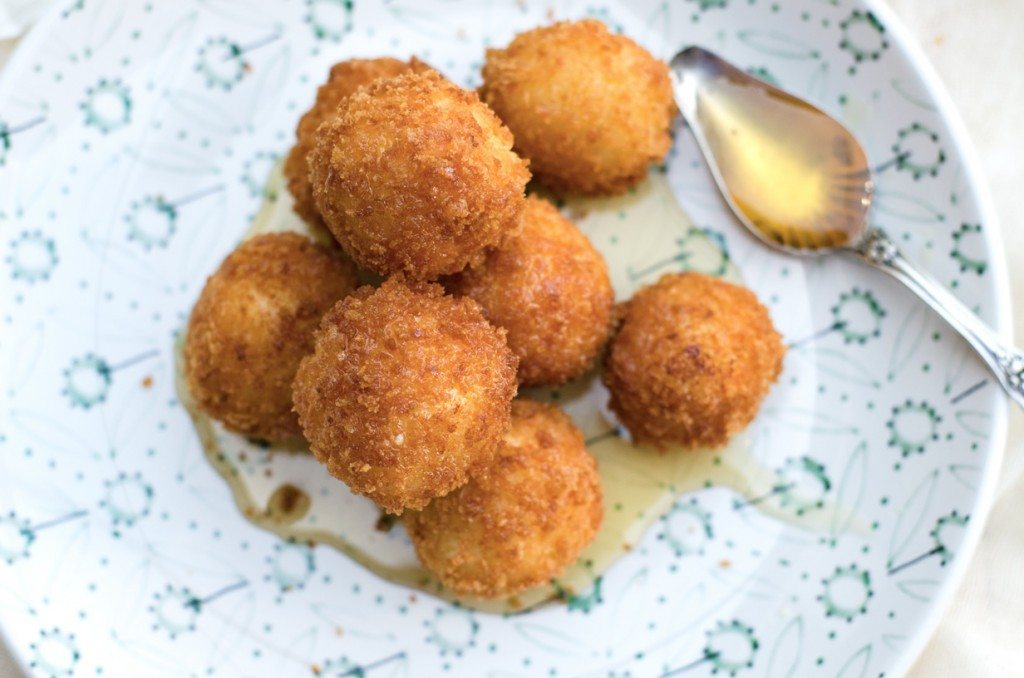 Fried Goat Cheese Balls with Drizzled Honey | @gogogogourmet