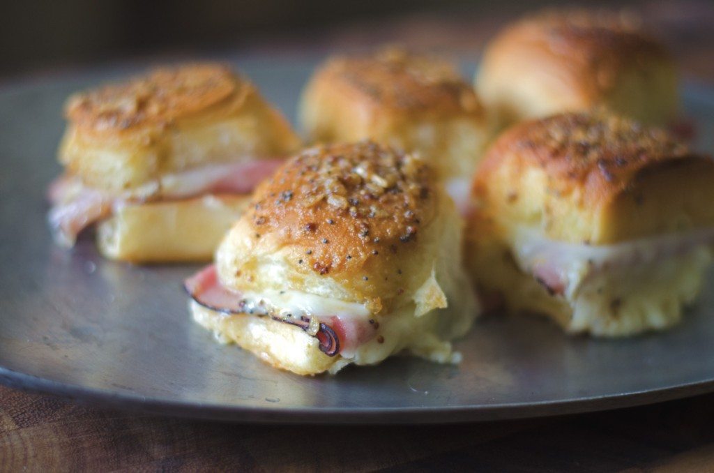 Ham and Cheese Party Sandwiches on a plate
