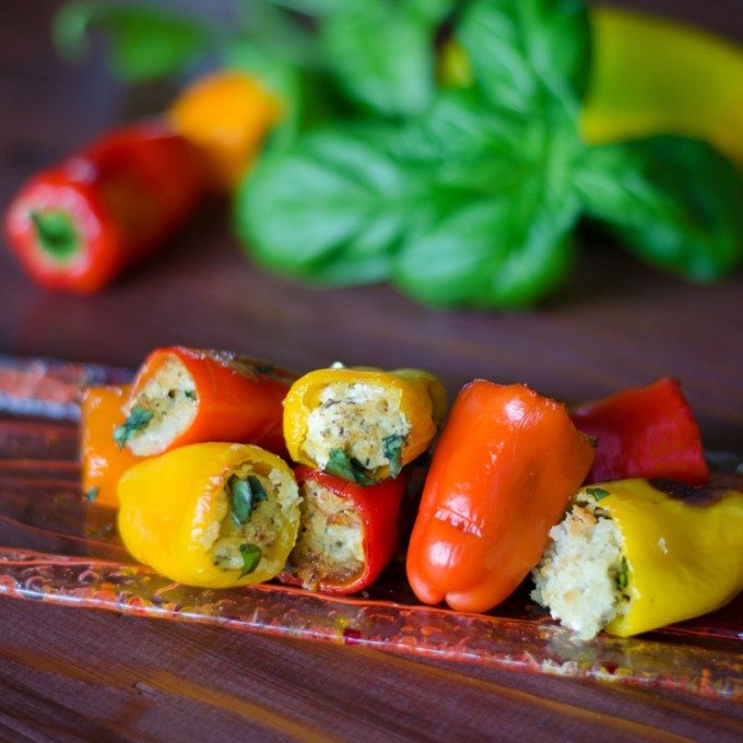 Pesto Goat Cheese Stuffed Peppers- 5 ingredients! | Go Go Go Gourmet @gogogogourmet