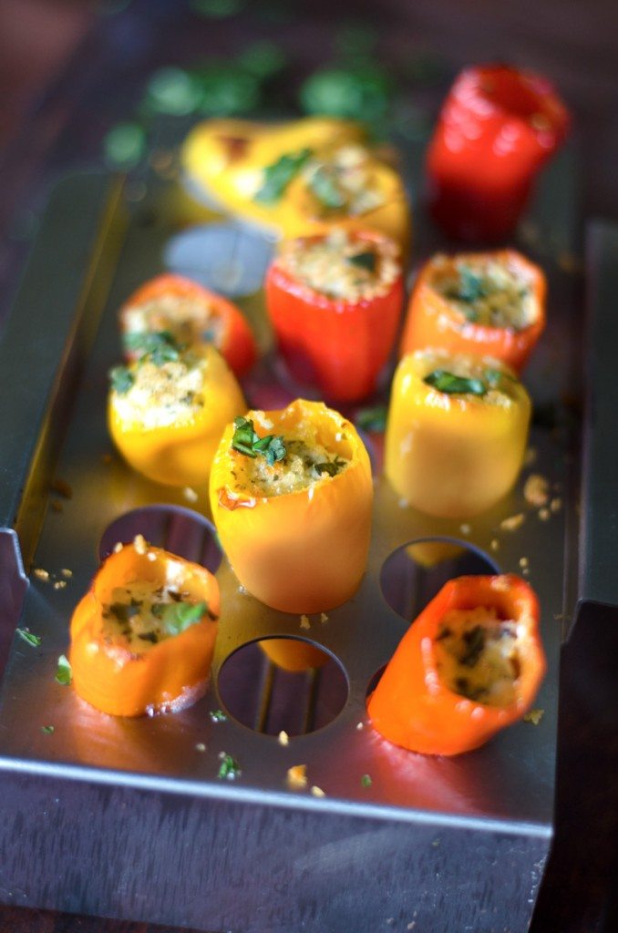 Pesto Goat Cheese Stuffed Peppers- 5 ingredients! | Go Go Go Gourmet @gogogogourmet