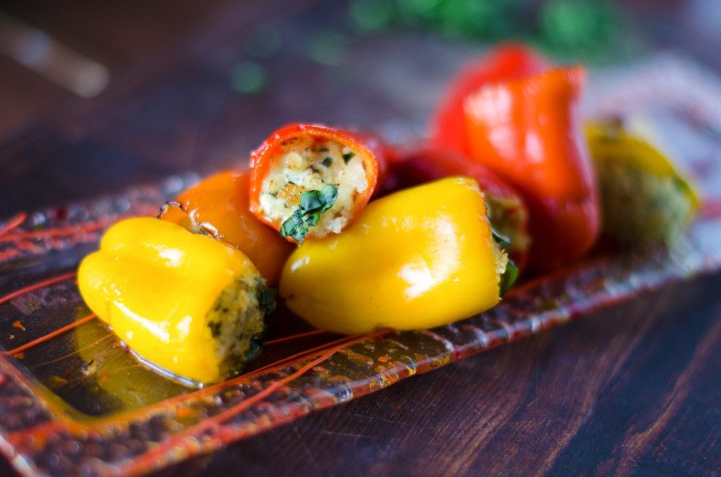 Pesto Goat Cheese Stuffed Peppers- 5 ingredients! | Go Go Go Gourmet @gogogogourmet