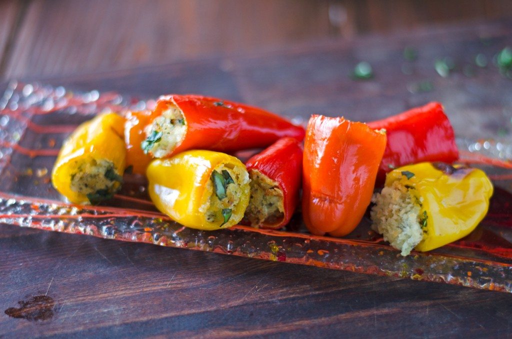 Pesto Goat Cheese Stuffed Peppers- 5 ingredients! | Go Go Go Gourmet @gogogogourmet