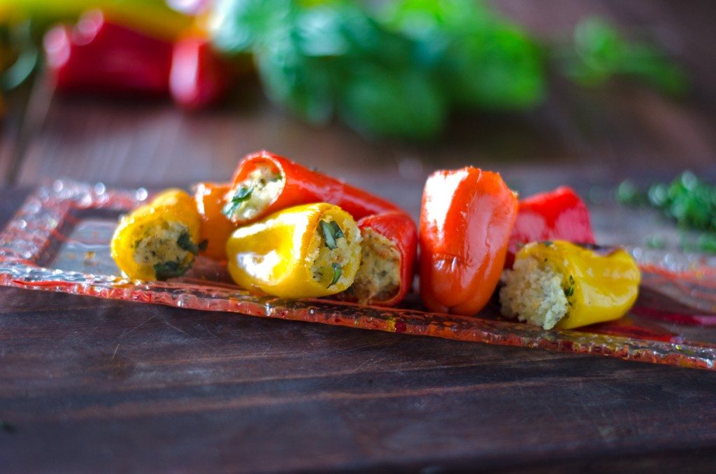 Pesto Goat Cheese Stuffed Peppers- 5 ingredients! | Go Go Go Gourmet @gogogogourmet