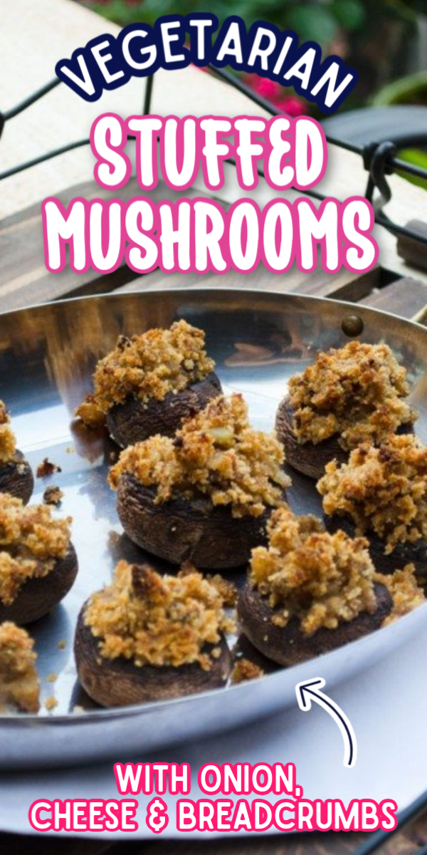 These easy and healthy Vegetarian Stuffed Mushrooms are one of the best summer appetizers! With bread crumbs, parmesan cheese and onion, you won't be able to stop snacking on these mushrooms! #gogogogourmet #vegetarianstuffedmushrooms #stuffedmushrooms #easyappetizerrecipes via @gogogogourmet