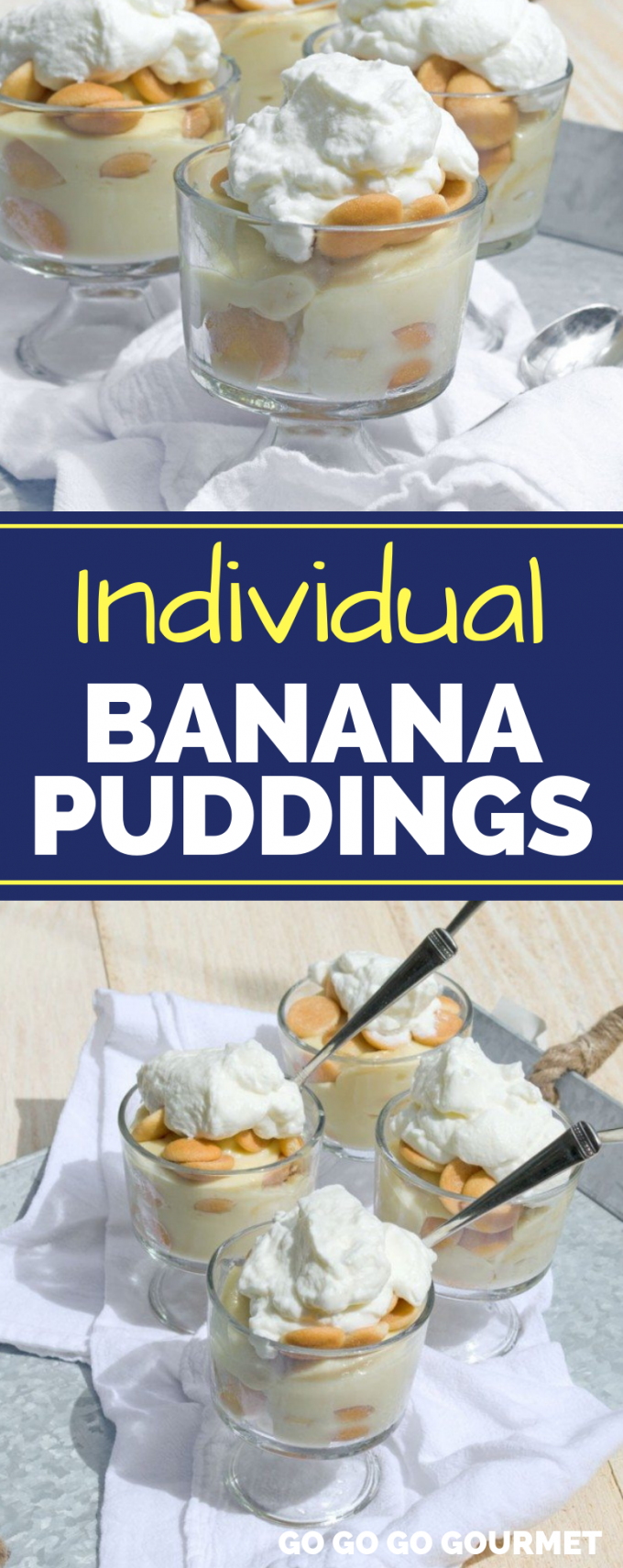 This easy homemade Banana Pudding recipe is perfect served in mini parfait dishes! This southern classic doesn't get any better than when it's made from scratch! #gogogogourmet #bananapudding #homemadebananapudding #homemadepudding via @gogogogourmet