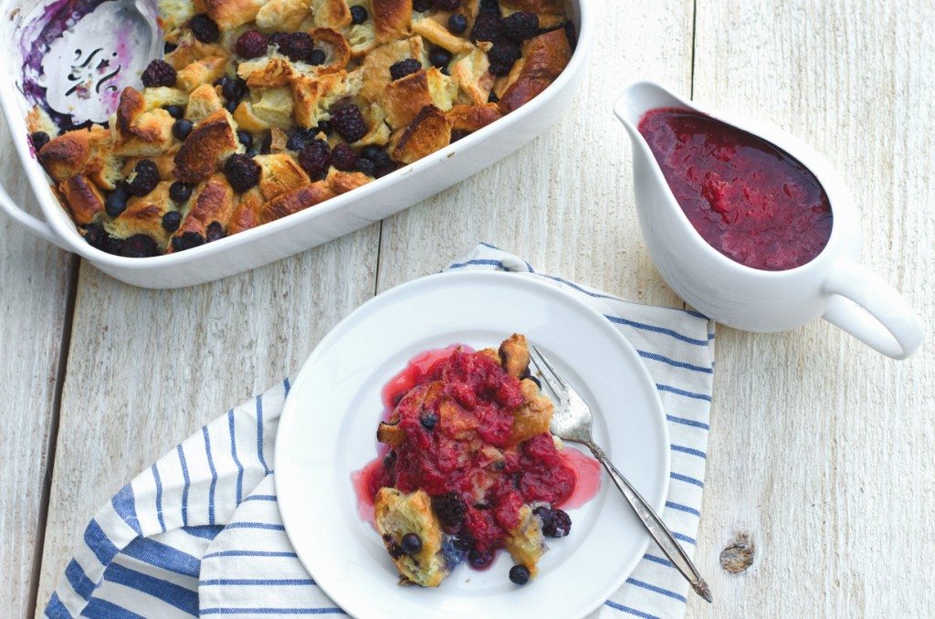 Double Berry Croissant Bread Pudding with Strawberry Grand Marnier Sauce | Go Go Go Gourmet @gogogogourmet