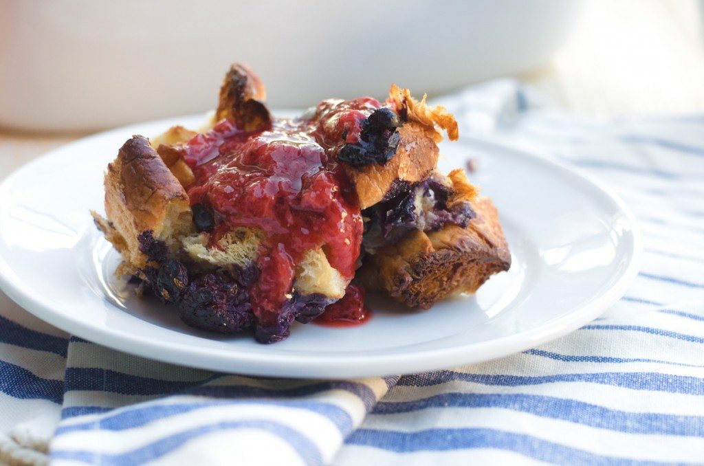 Double Berry Croissant Bread Pudding with Strawberry Grand Marnier Sauce | Go Go Go Gourmet @gogogogourmet