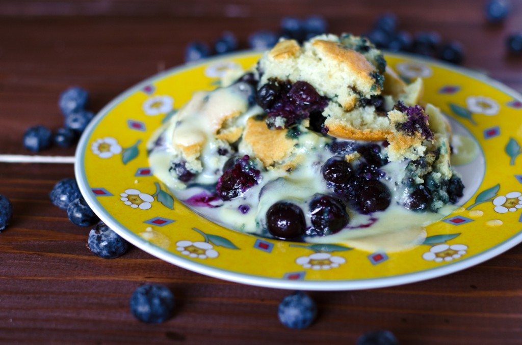 Blueberry Cobbler with Cinnamon Whiskey Crème Anglaise | Go Go Go Gourmet @gogogogourmet