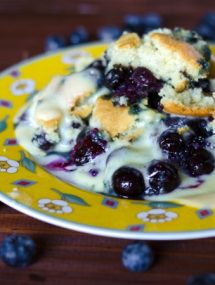 Blueberry Cobbler with Cinnamon Whiskey Crème Anglaise | Go Go Go Gourmet @gogogogourmet