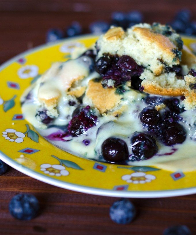 Blueberry Cobbler with Cinnamon Whiskey Crème Anglaise | Go Go Go Gourmet @gogogogourmet