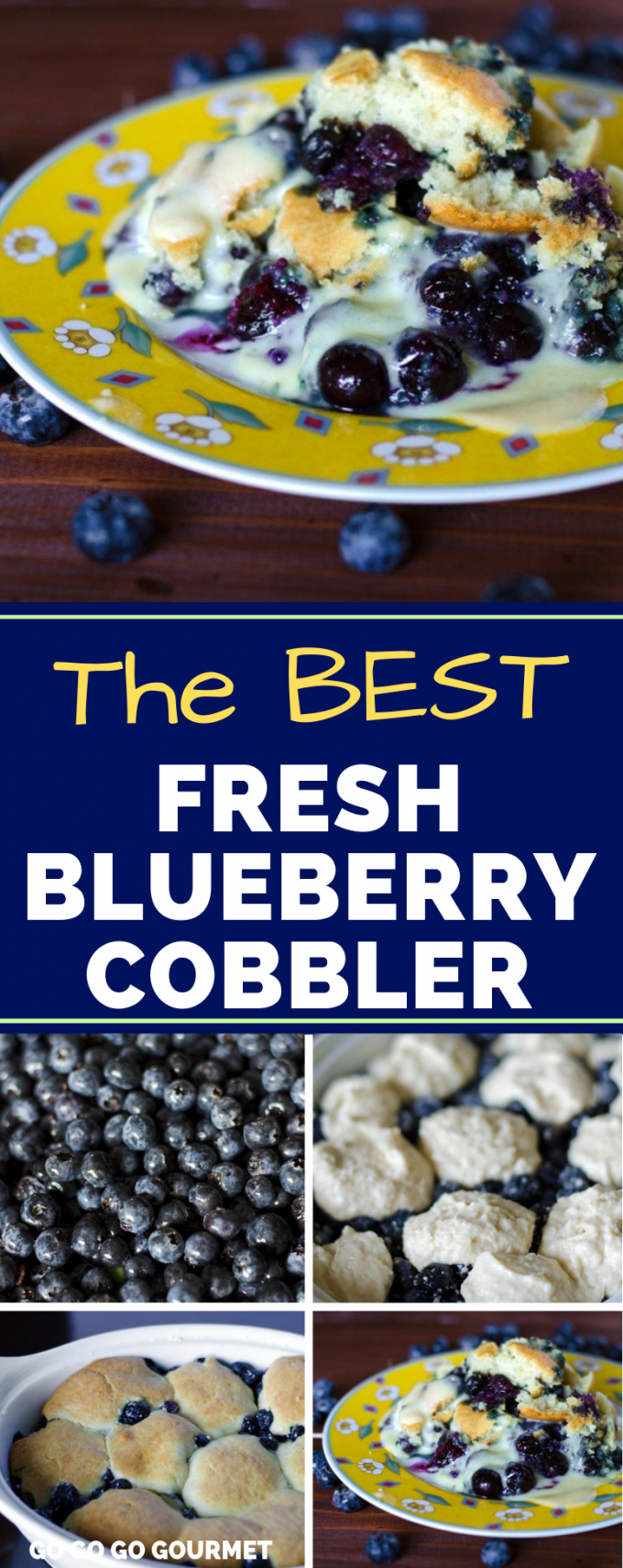 This easy Blueberry Cobbler in one of the best blueberry recipes! While it's not healthy, it's so delicious that it might even rival the Pioneer Woman! Fresh, homemade blueberry desserts don't get better than this. #gogogogourmet #blueberrycobbler #blueberryrecipes #bestblueberrycobbler via @gogogogourmet