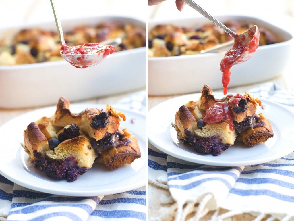 Double Berry Croissant Bread Pudding with Strawberry Grand Marnier Sauce | Go Go Go Gourmet @gogogogourmet