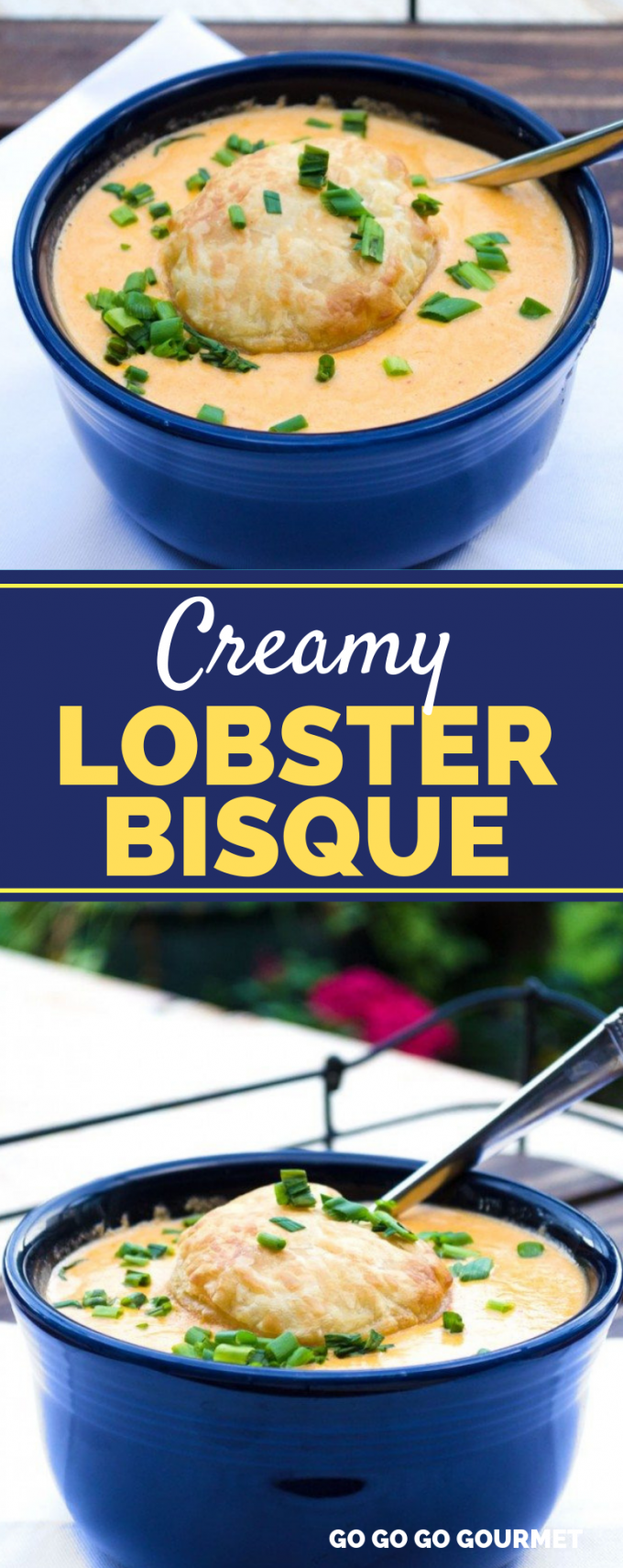 This easy Lobster Bisque recipe is the best! While it's not very healthy, this creamy award winning soup is chick full of fresh lobster and cream! You could have it for dinner, or even as an appetizer or one of your sides. #gogogogourmet #lobsterbique #lobsterbisquesoup #creamylobsterbisque via @gogogogourmet