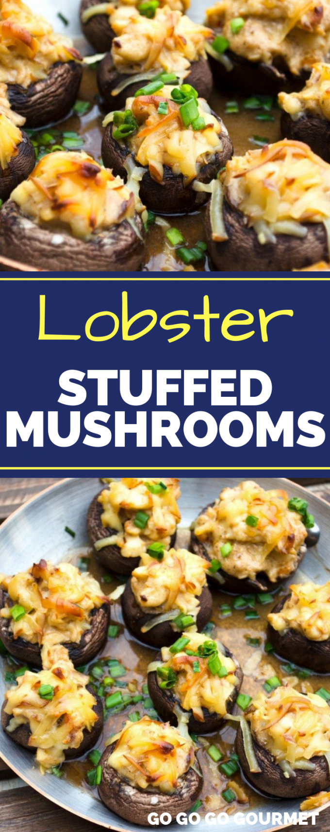 If you like Red Lobster's stuffed mushrooms, you are going to love this easy Lobster Stuffed Mushrooms recipe! While the cream cheese doesn't make them very healthy, they're perfect for serving as an appetizer for dinner or even around the holidays! #gogogogourmet #lobsterstuffedmushrooms #stuffedmushrooms #lobsterrecipes via @gogogogourmet