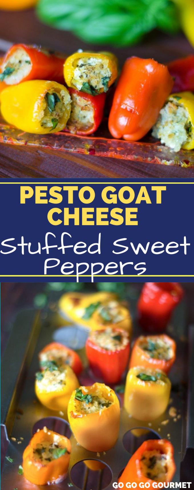 These Pesto Goat Cheese Stuffed Sweet Peppers make the perfect appetizers! Whether you serve them cold or warm, these little bites make a great party food! It will easily become one of your go-to recipes! #gogogogourmet #pestogoatcheesestuffedpeppers #goatcheesestuffedpeppers #stuffedpeppers #partyappetizers #easyappetizers via @gogogogourmet