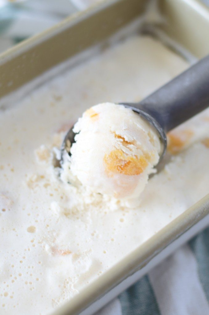 This no-churn ice cream gets flavored with a super unexpected leftover ingredient! Peach Pie No Churn Ice Cream | Go Go Go Gourmet @gogogogourmet