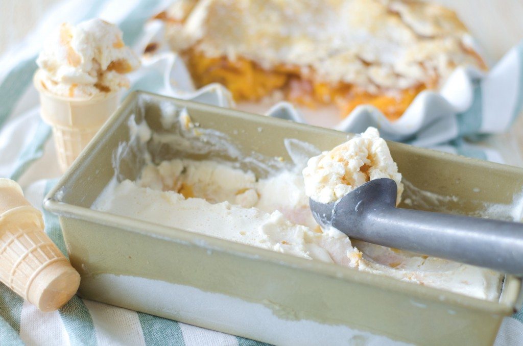 This no-churn ice cream gets flavored with a super unexpected leftover ingredient! Peach Pie No Churn Ice Cream | Go Go Go Gourmet @gogogogourmet