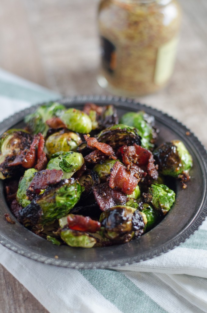 Grilled Brussel Sprouts with Bacon and Mustard Vinaigrette Go Go Go Gourmet