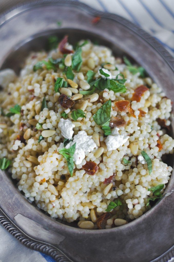 Israeli Couscous with Sun Dried Tomatoes, Basil and Goat Cheese | Go Go Go Gourmet @gogogogourmet