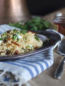 Israeli Couscous with Sun Dried Tomatoes, Basil and Goat Cheese | Go Go Go Gourmet @gogogogourmet